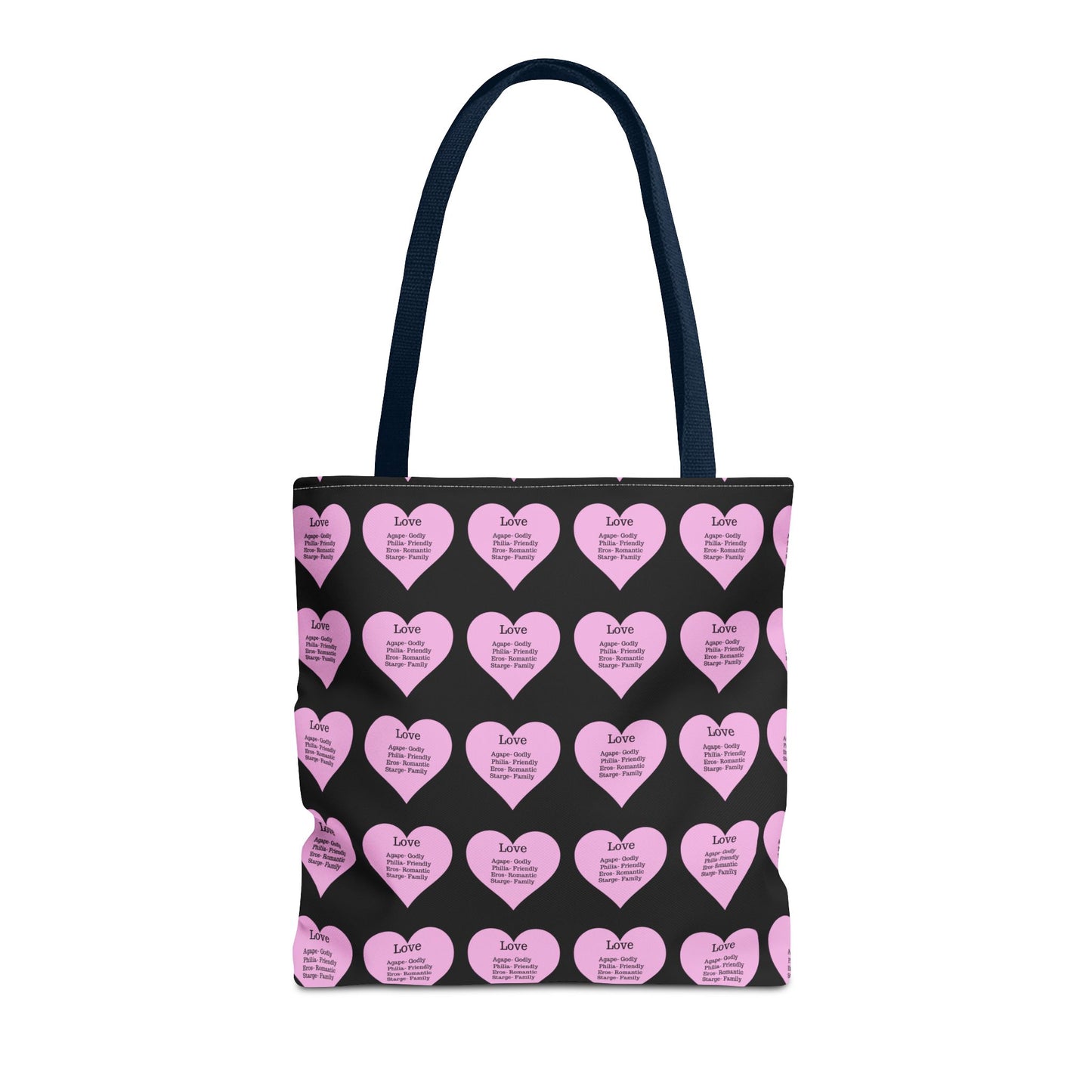 Pink Hearts Tote Bag (Black)