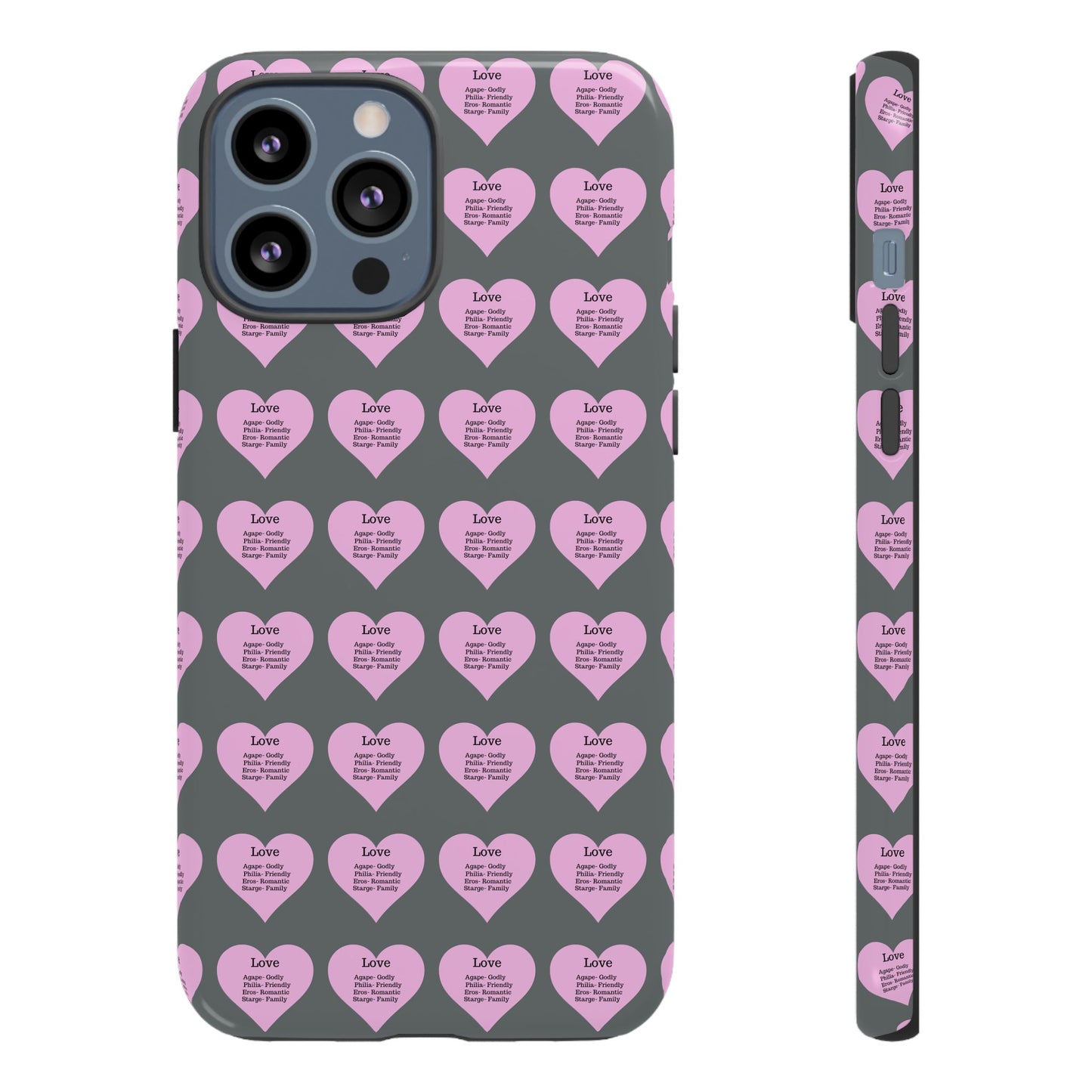 Hearts-A-Flutter Phone Case (iPhone, Google Pixel)(Dark grey)