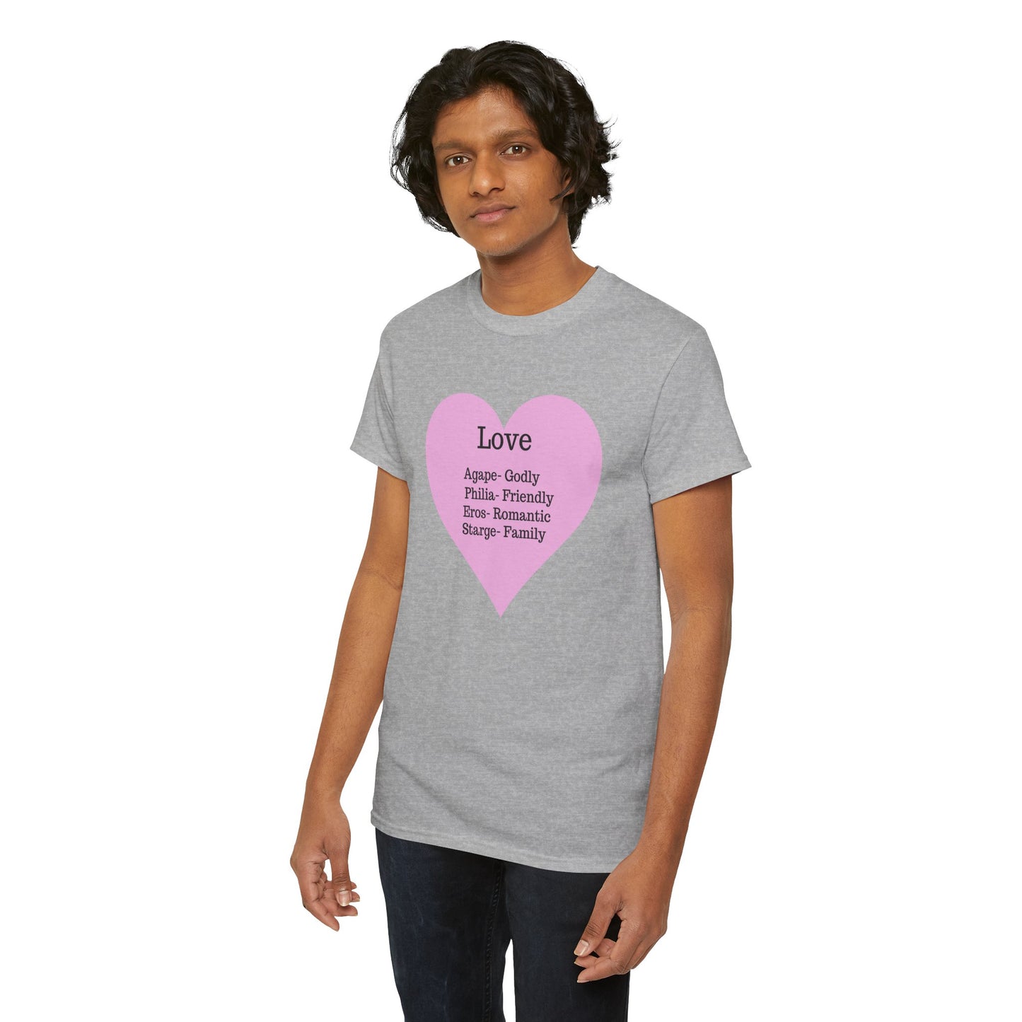 Unisex Love Heart Heavy Cotton T-Shirt - Comfortable Classic Fit Apparel
