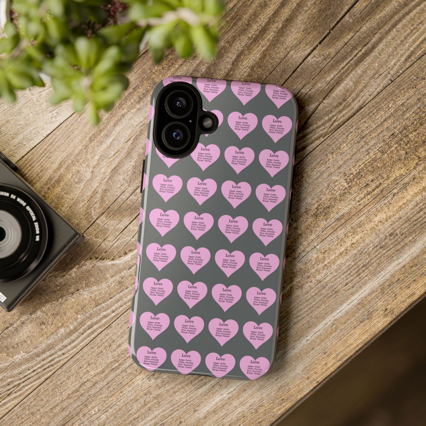 Hearts-A-Flutter Phone Case (iPhone, Google Pixel)(Dark grey)