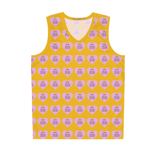 Love Heart All-Over-Print Basketball Jersey (Yellow)