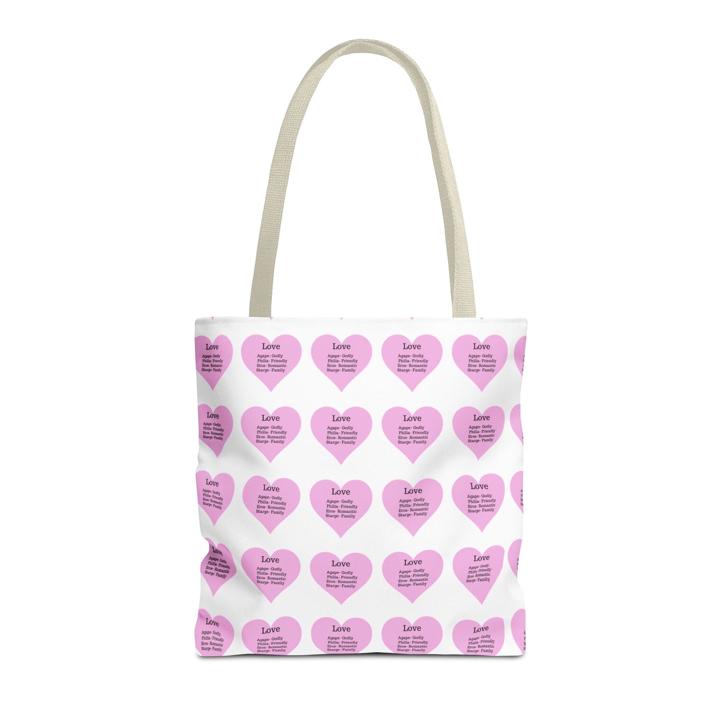Pink Hearts Tote Bag (White)