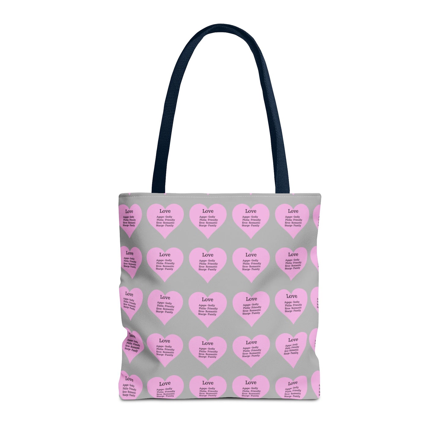 Pink Hearts Tote Bag (Light grey)