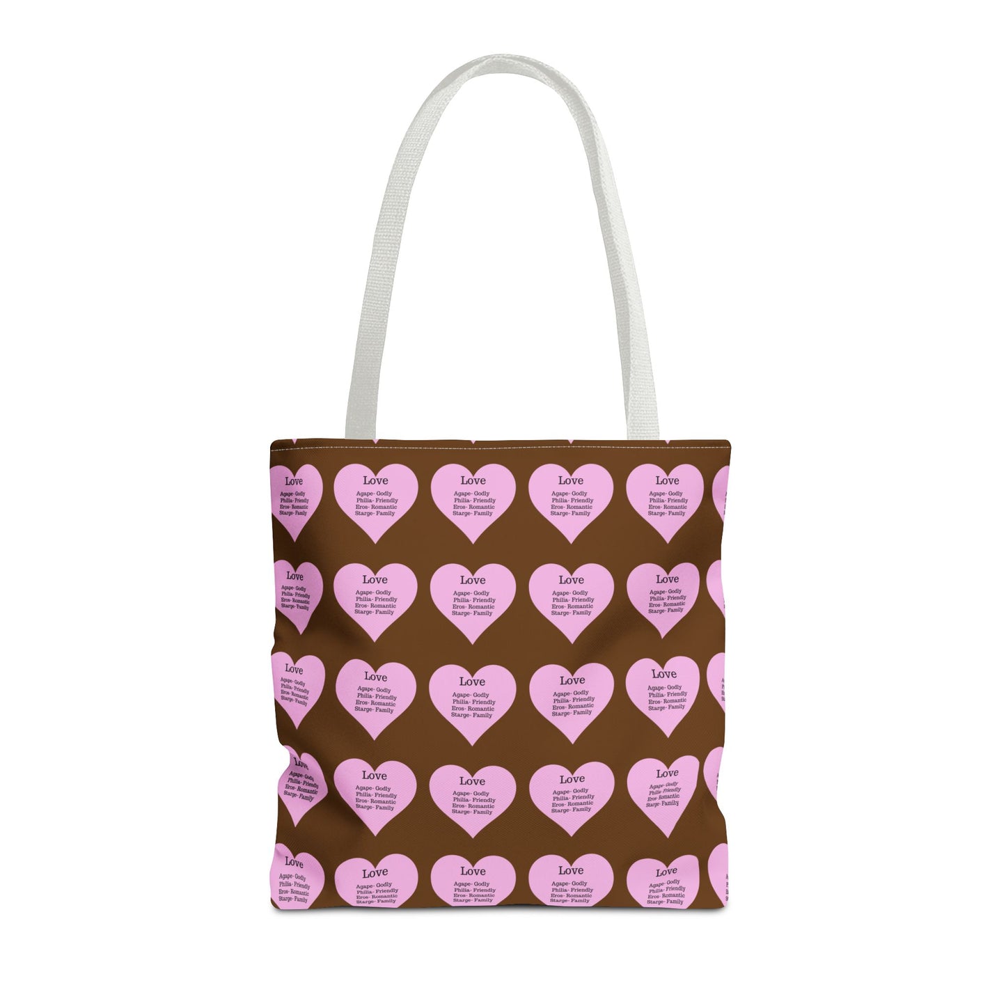 Pink Hearts Tote Bag (Brown)