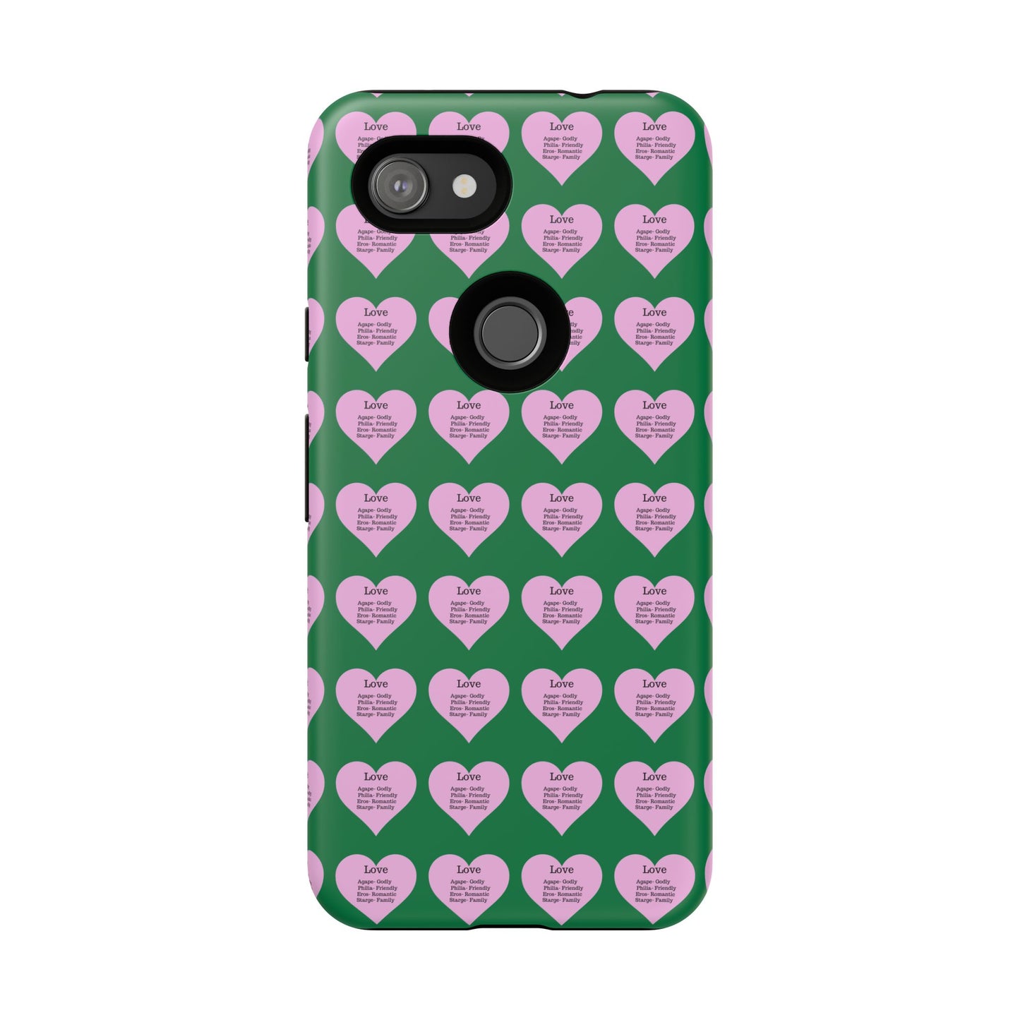 Hearts-A-Flutter Phone Case (iPhone, Google Pixel)(Dark green)