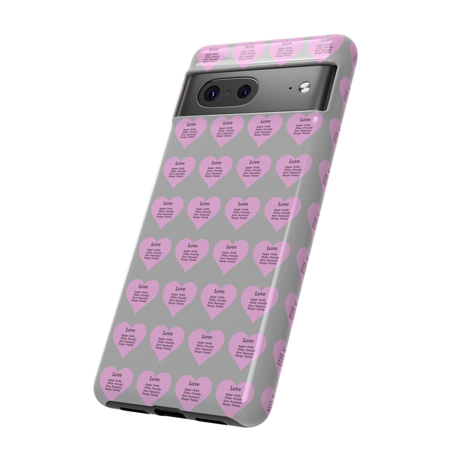 Hearts-A-Flutter Phone Case (iPhone, Google Pixel)(Light grey)