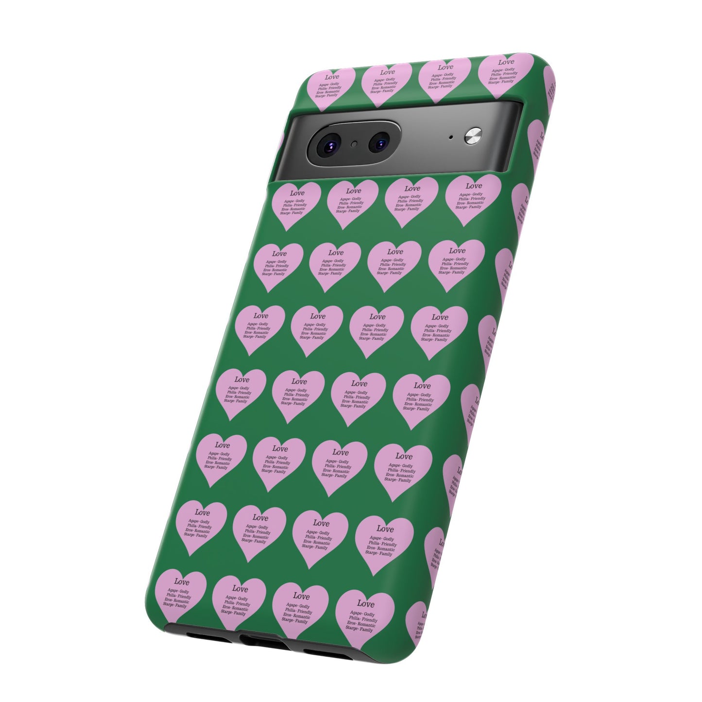 Hearts-A-Flutter Phone Case (iPhone, Google Pixel)(Dark green)