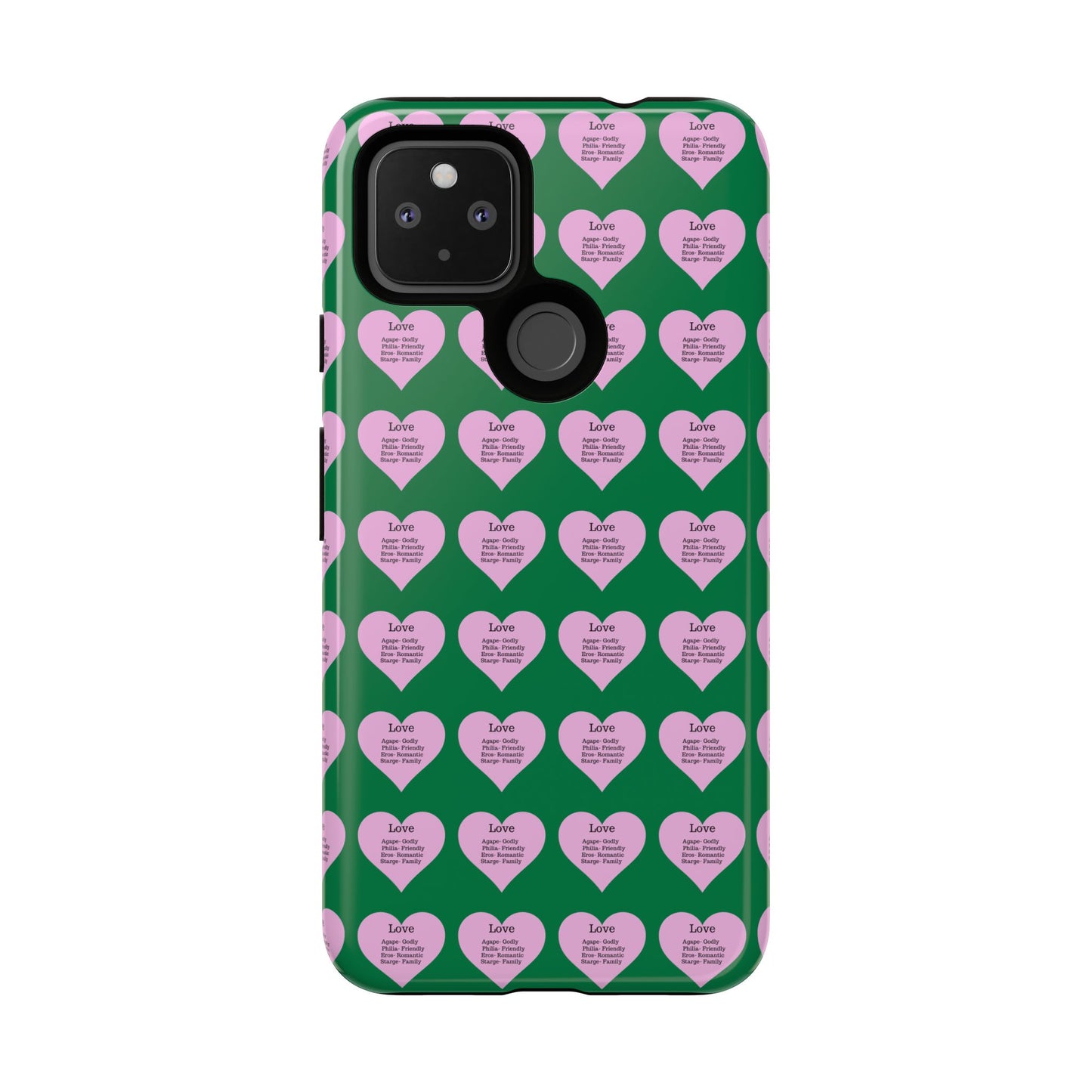 Hearts-A-Flutter Phone Case (iPhone, Google Pixel)(Dark green)
