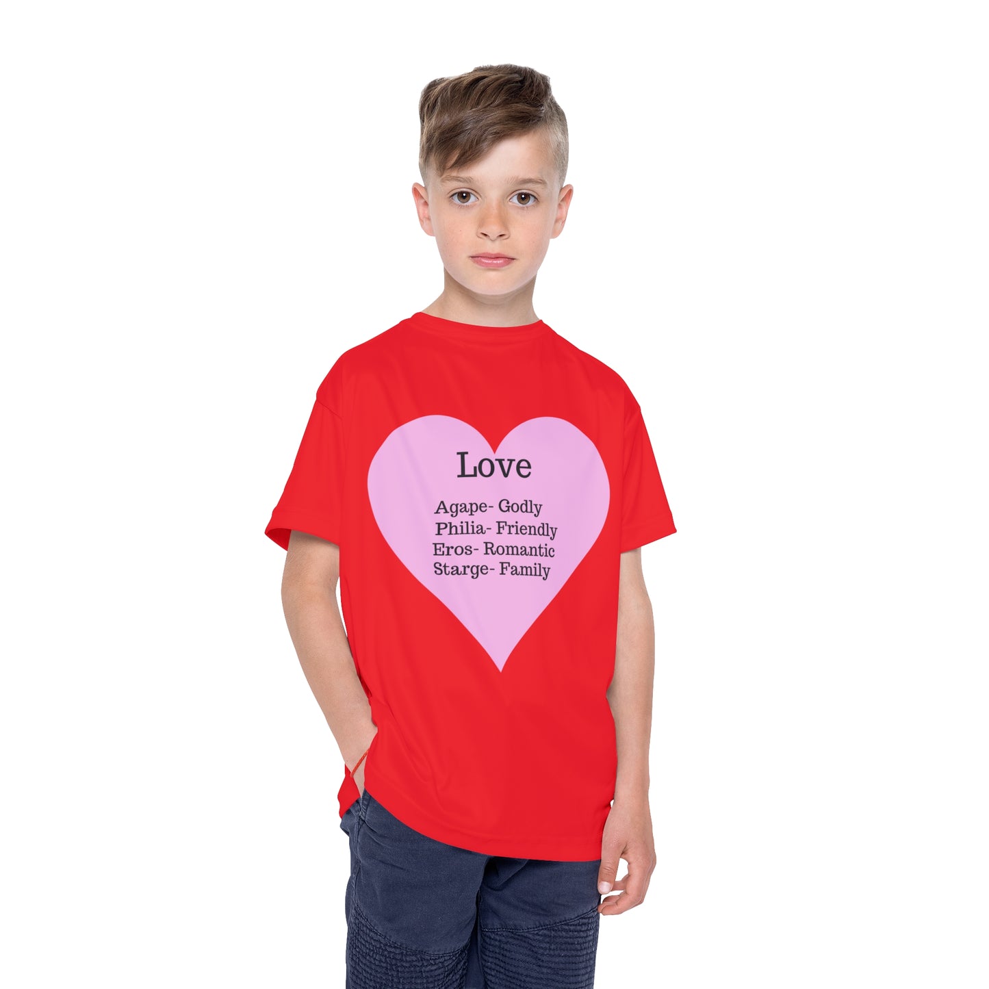 Types of Love Heart Kids Performance Jersey (Red)