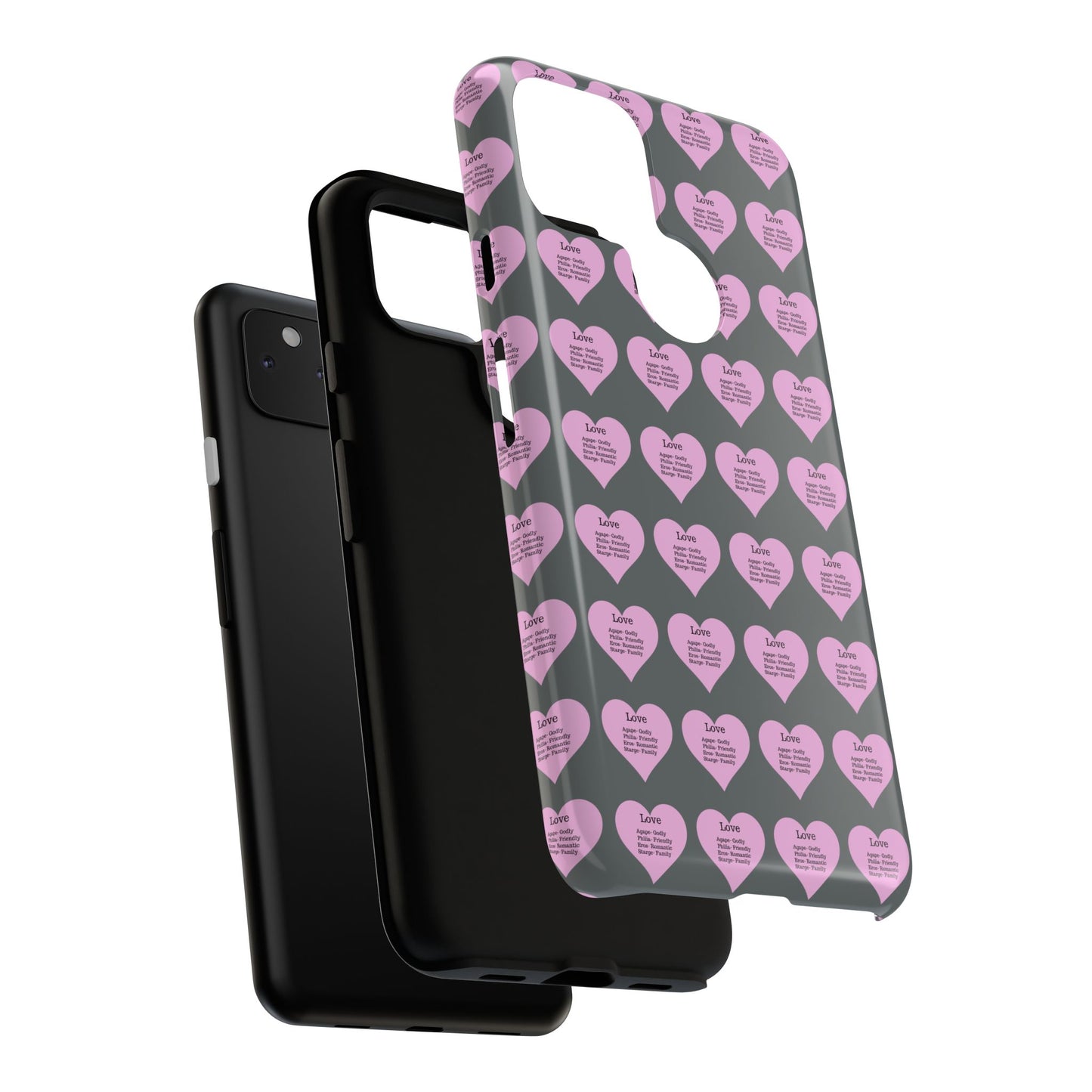 Hearts-A-Flutter Phone Case (iPhone, Google Pixel)(Dark grey)