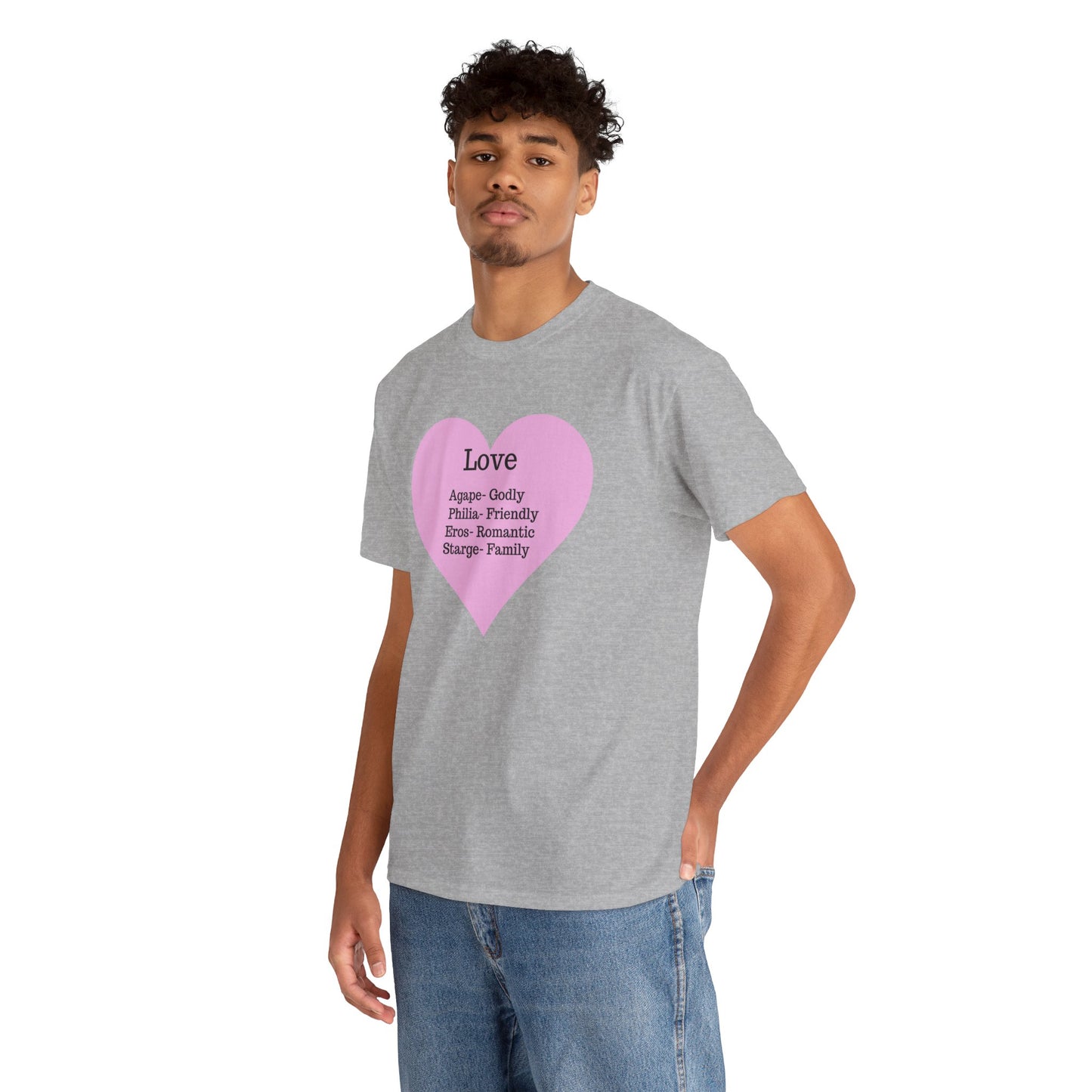 Unisex Love Heart Heavy Cotton T-Shirt - Comfortable Classic Fit Apparel
