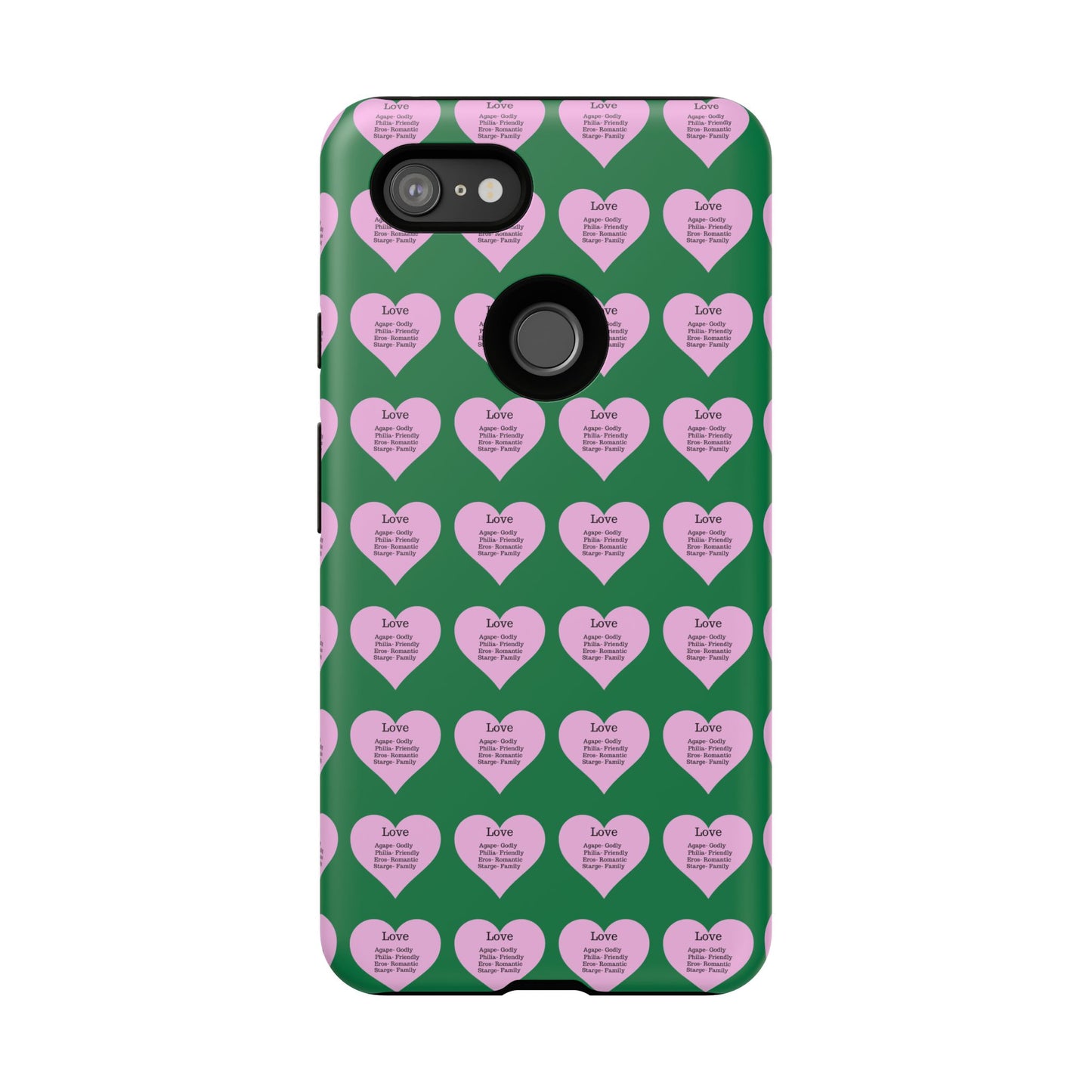 Hearts-A-Flutter Phone Case (iPhone, Google Pixel)(Dark green)