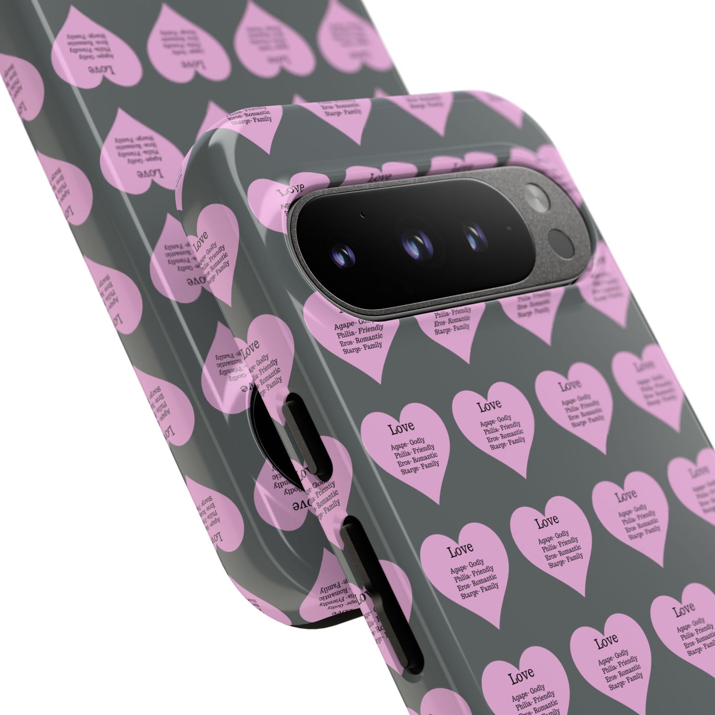 Hearts-A-Flutter Phone Case (iPhone, Google Pixel)(Dark grey)