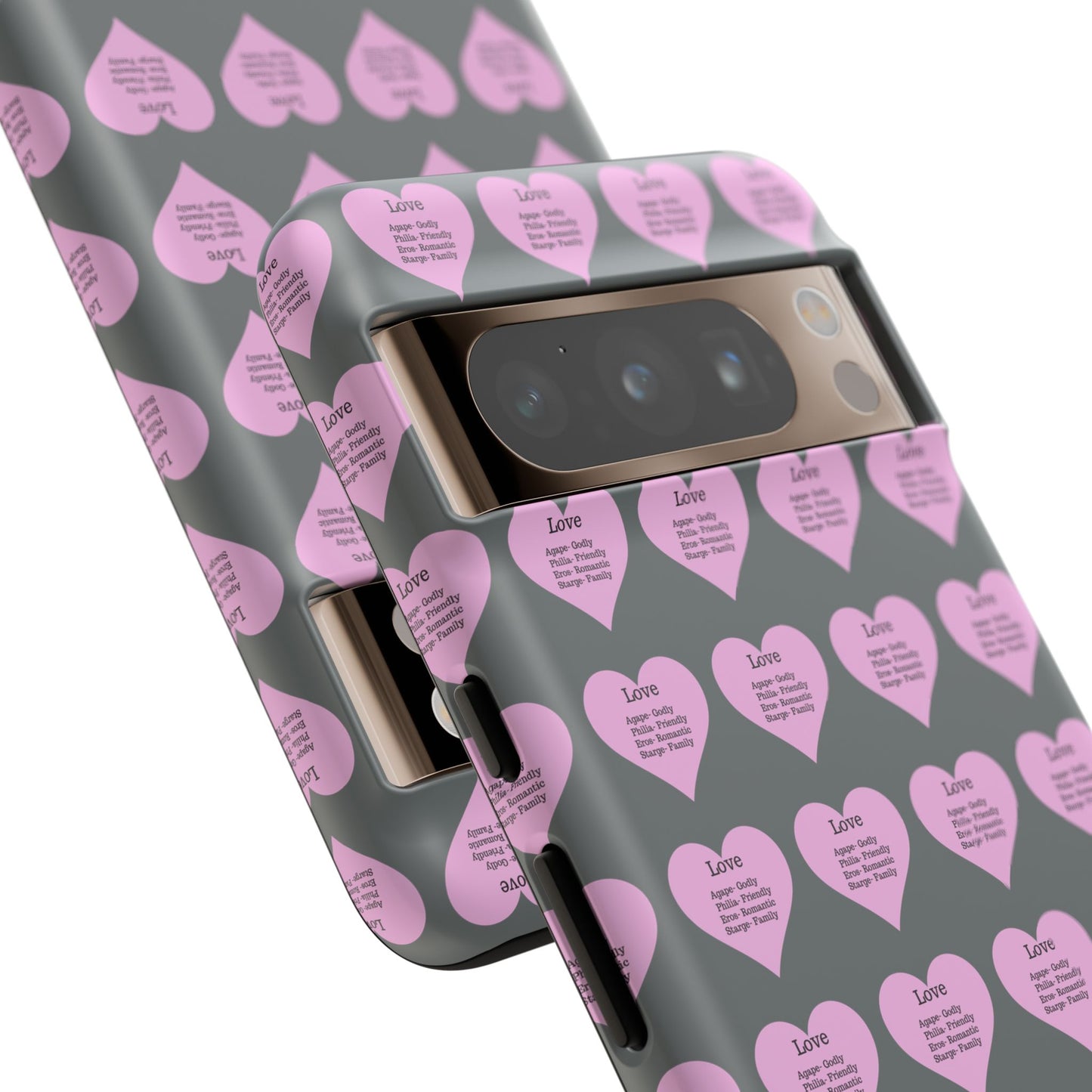 Hearts-A-Flutter Phone Case (iPhone, Google Pixel)(Dark grey)