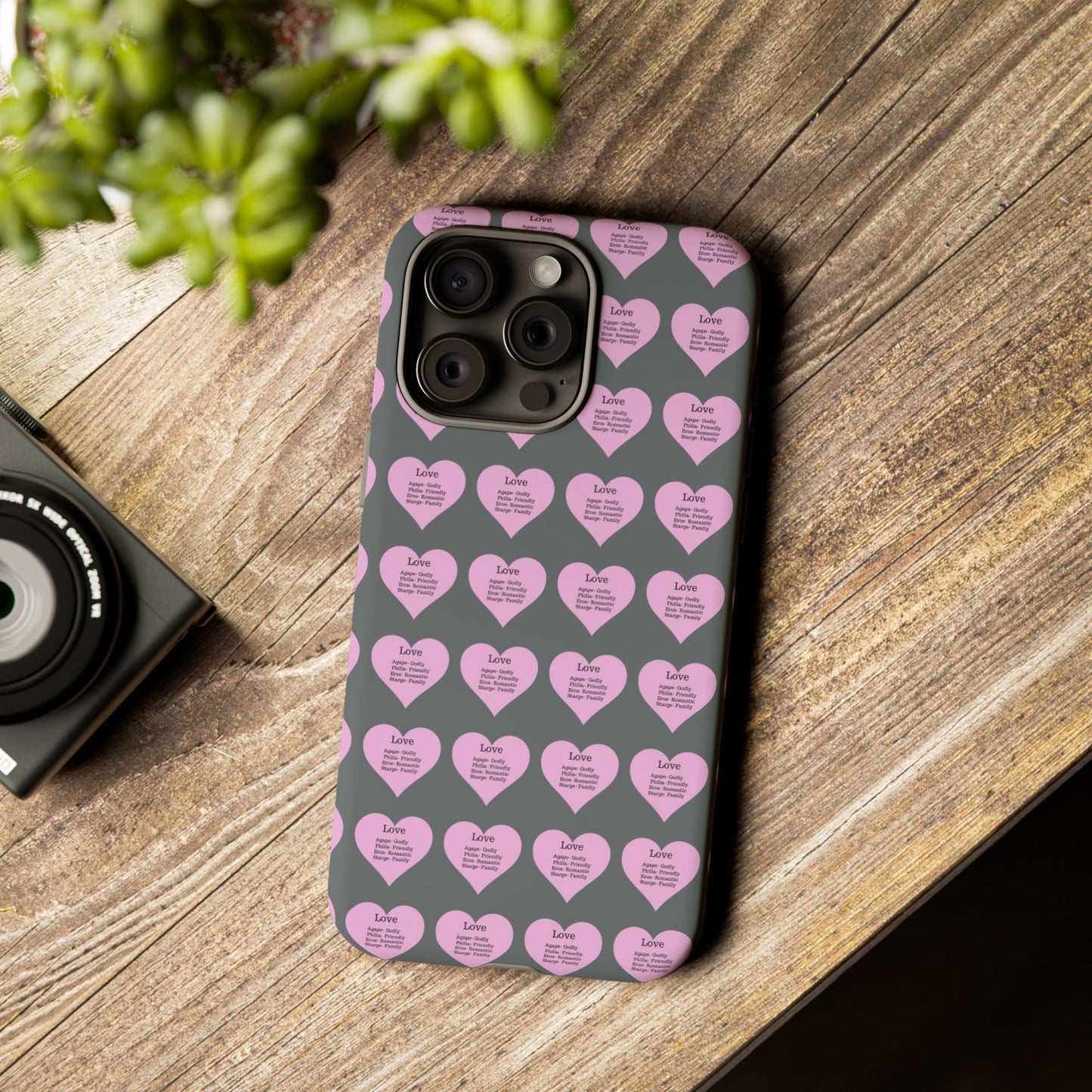 Hearts-A-Flutter Phone Case (iPhone, Google Pixel)(Dark grey)
