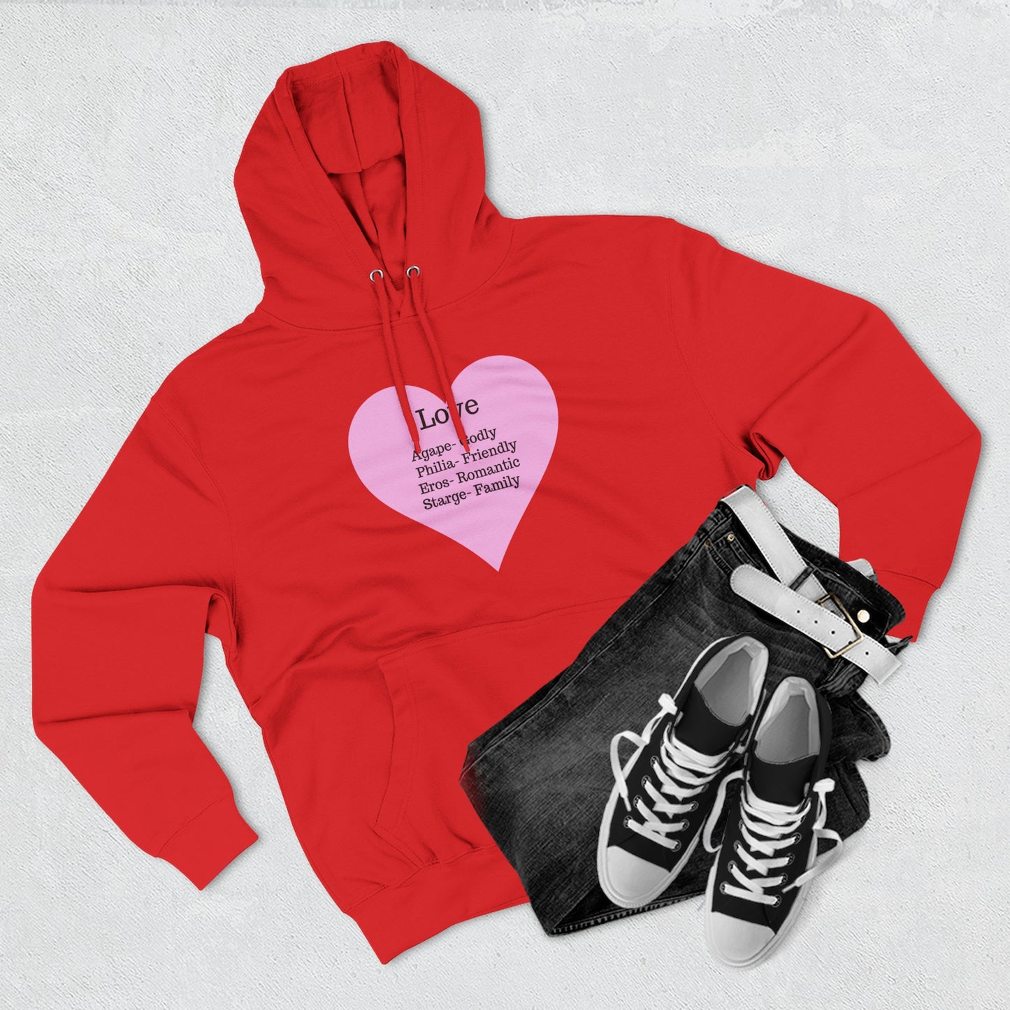 Cozy Heartfelt Love Fleece Hoodie | Soft Three-Panel Everyday Comfort