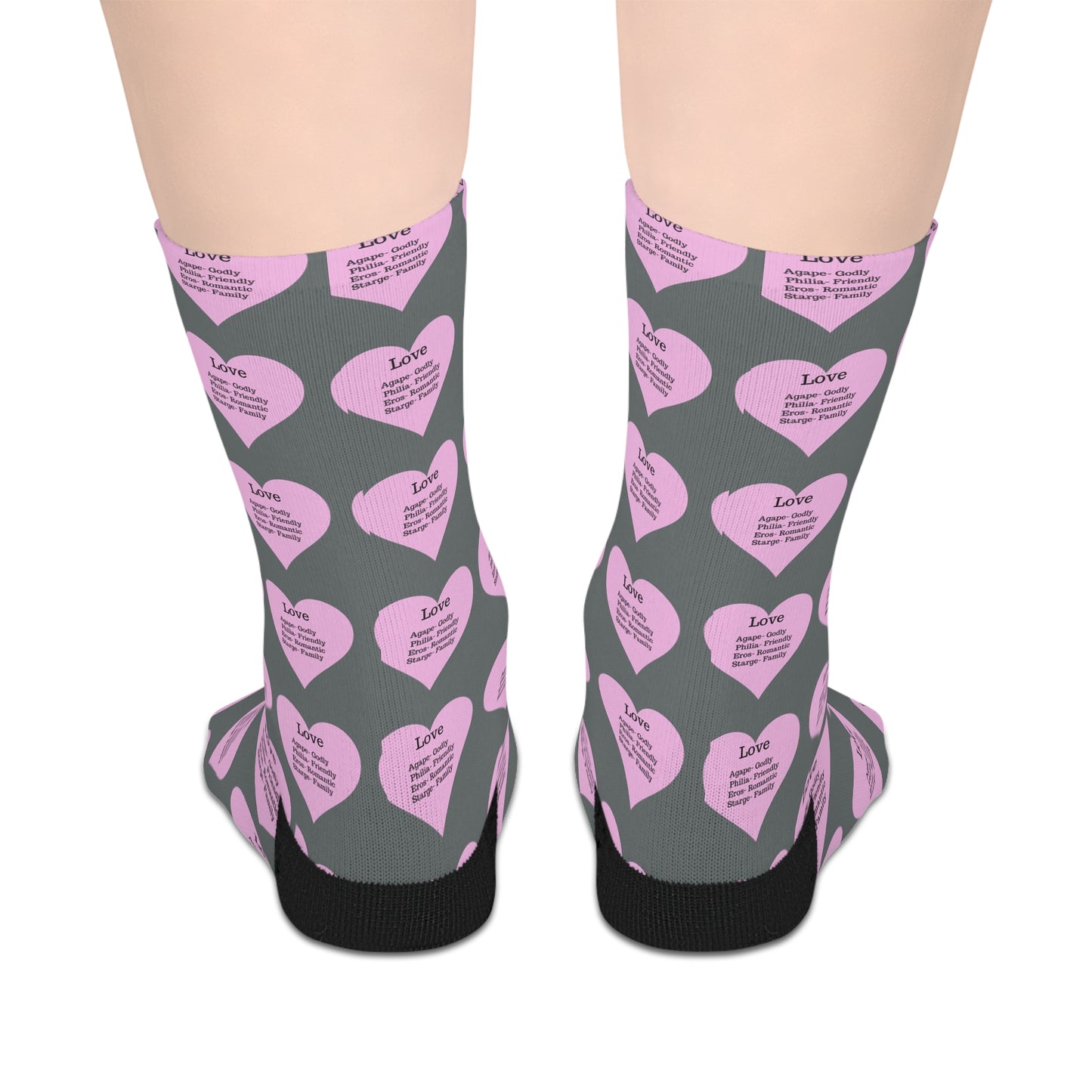 The Love Hearts Mid-Length Socks (Dark grey)
