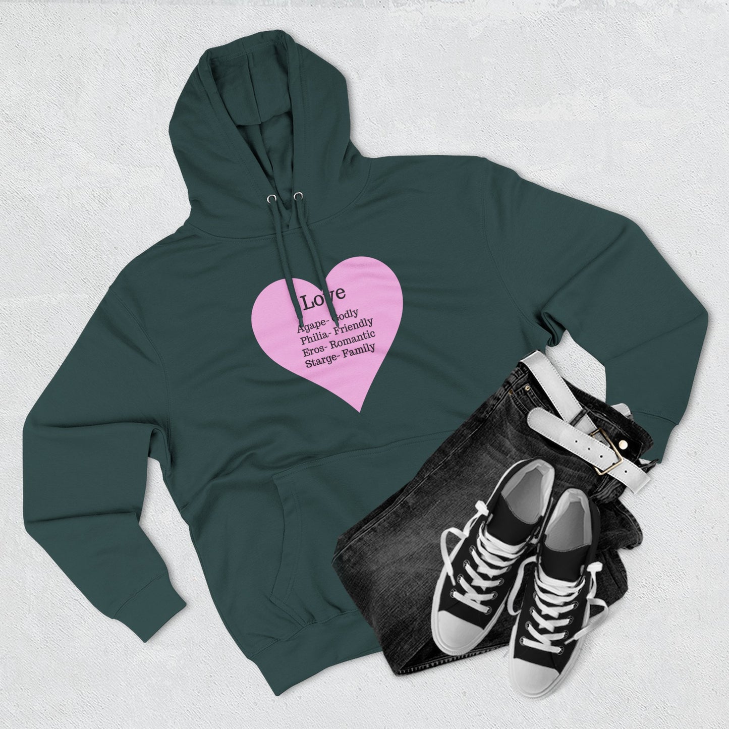 Cozy Heartfelt Love Fleece Hoodie | Soft Three-Panel Everyday Comfort