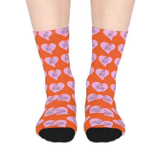The Love Hearts Mid-Length Socks (Orange)