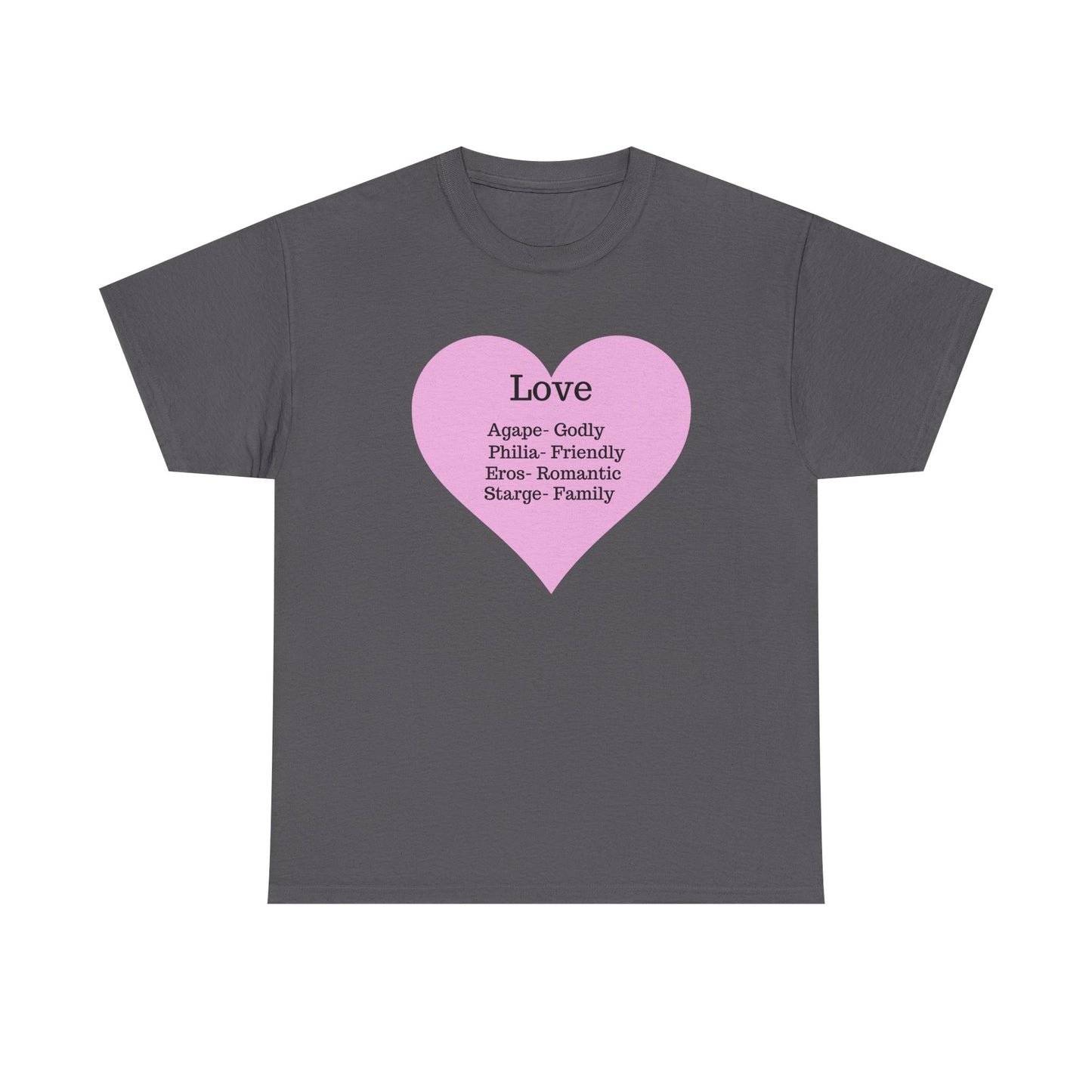 Unisex Love Heart Heavy Cotton T-Shirt - Comfortable Classic Fit Apparel