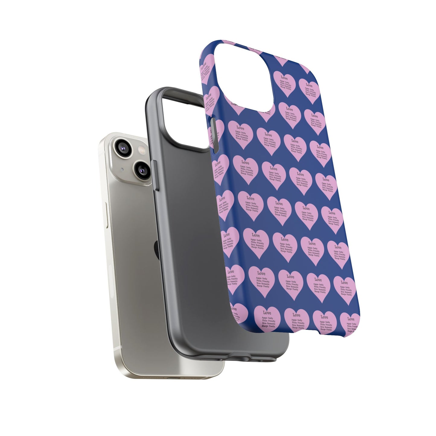 Hearts-A-Flutter Phone Case (iPhone, Google Pixel)(Dark blue)
