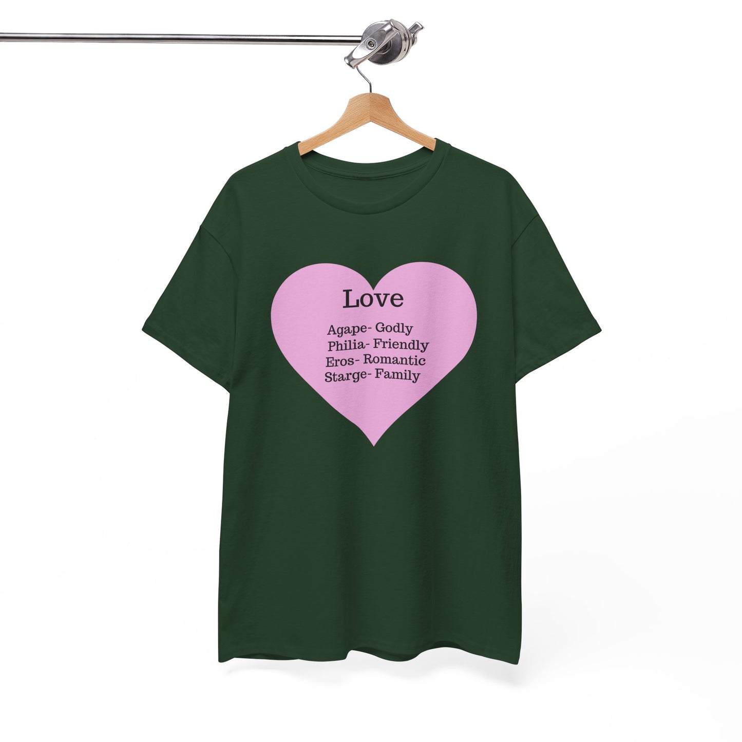 Unisex Love Heart Heavy Cotton T-Shirt - Comfortable Classic Fit Apparel