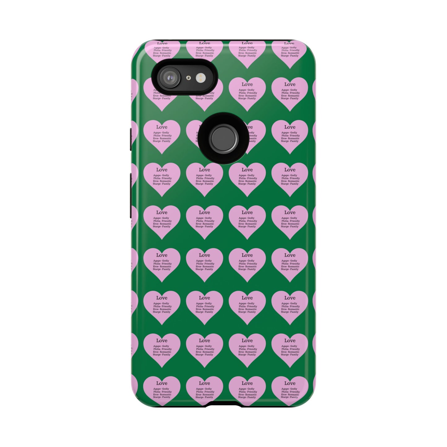 Hearts-A-Flutter Phone Case (iPhone, Google Pixel)(Dark green)
