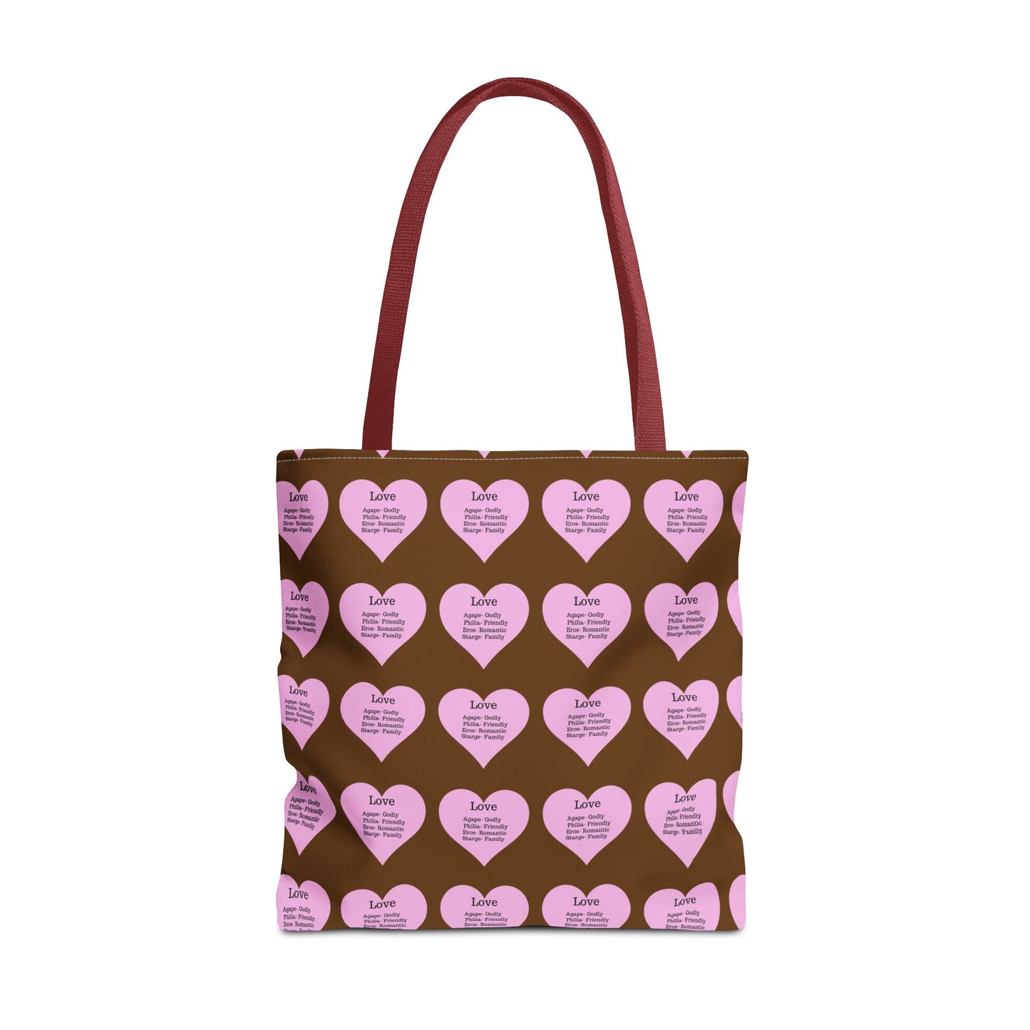 Pink Hearts Tote Bag (Brown)
