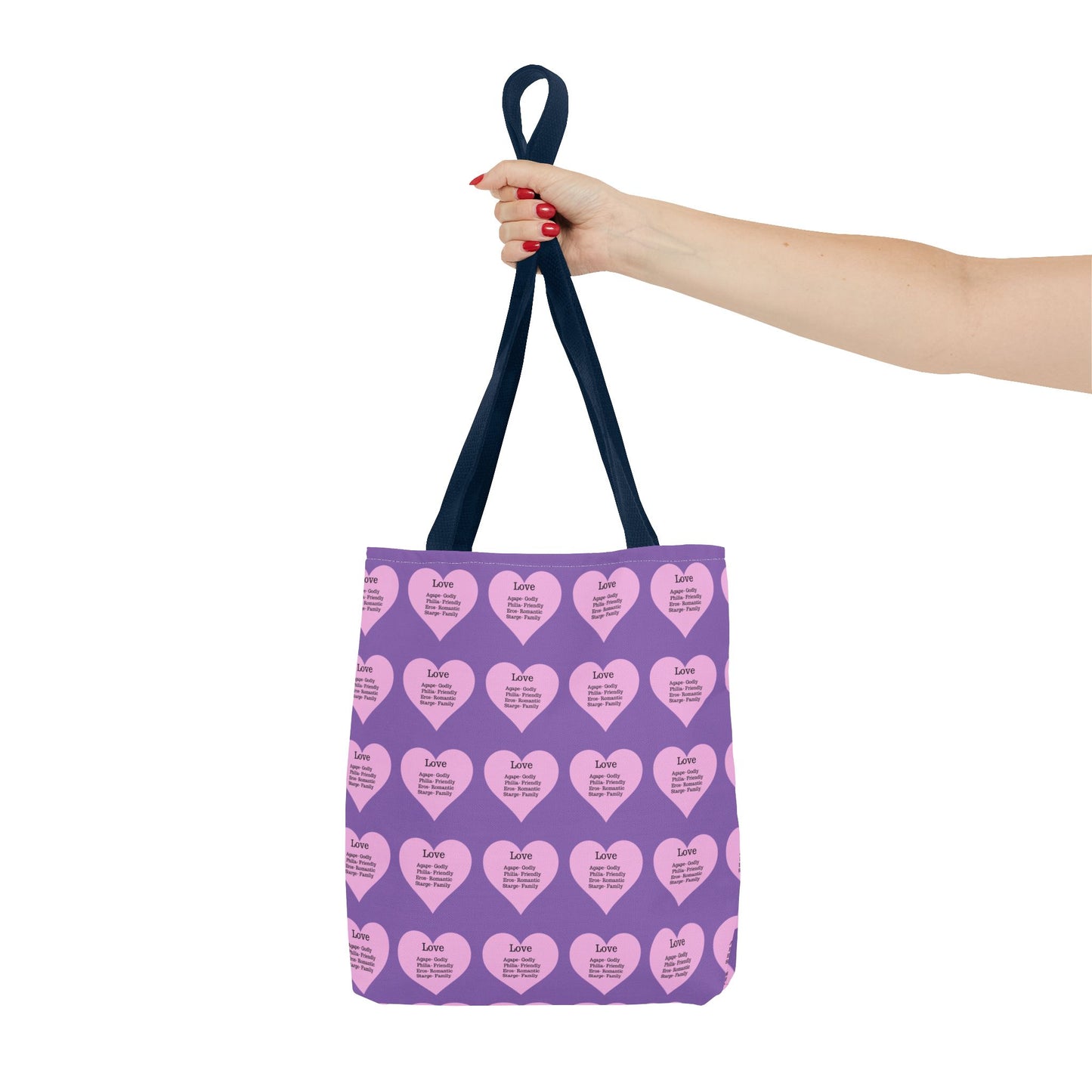 Pink Hearts Tote Bag (Light purple)