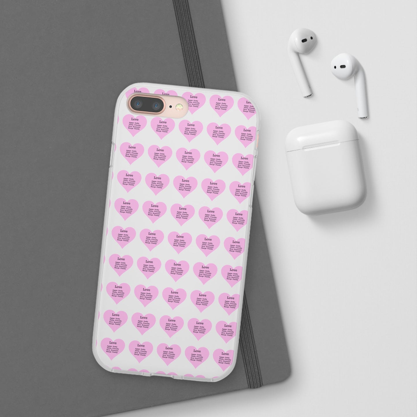 Pink Hearts Transparent Phone Case