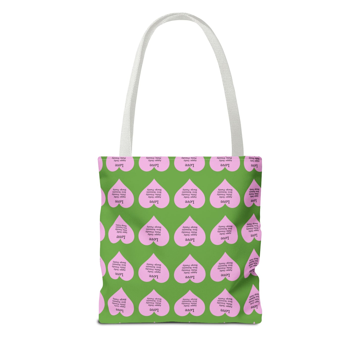 Pink Hearts Tote Bag (Green)