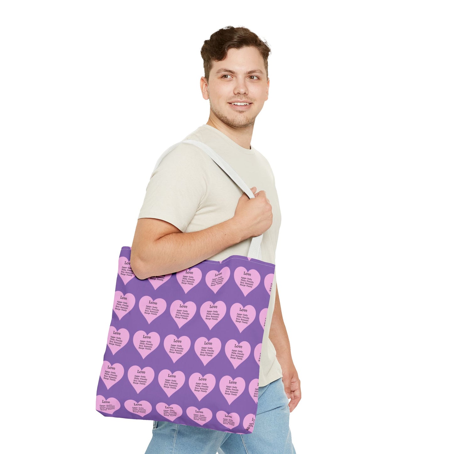 Pink Hearts Tote Bag (Light purple)