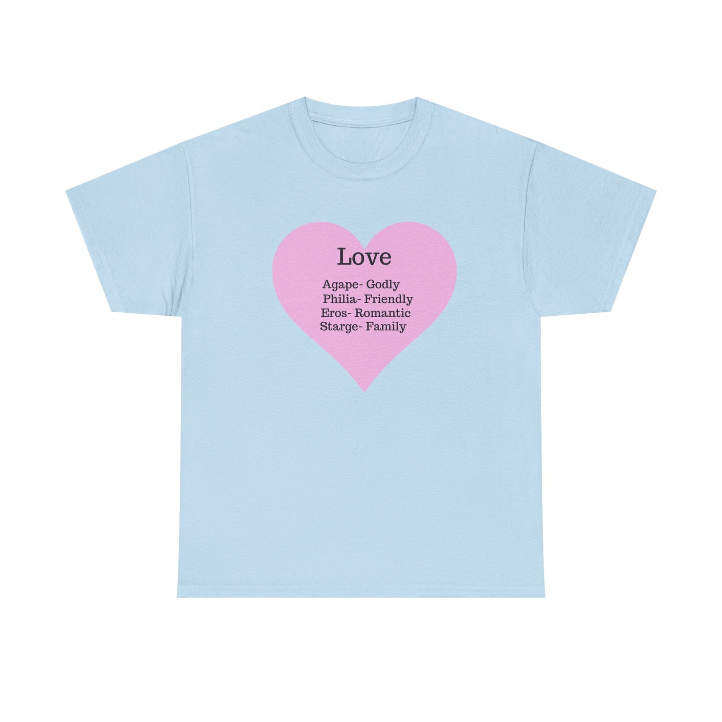 Unisex Love Heart Heavy Cotton T-Shirt - Comfortable Classic Fit Apparel