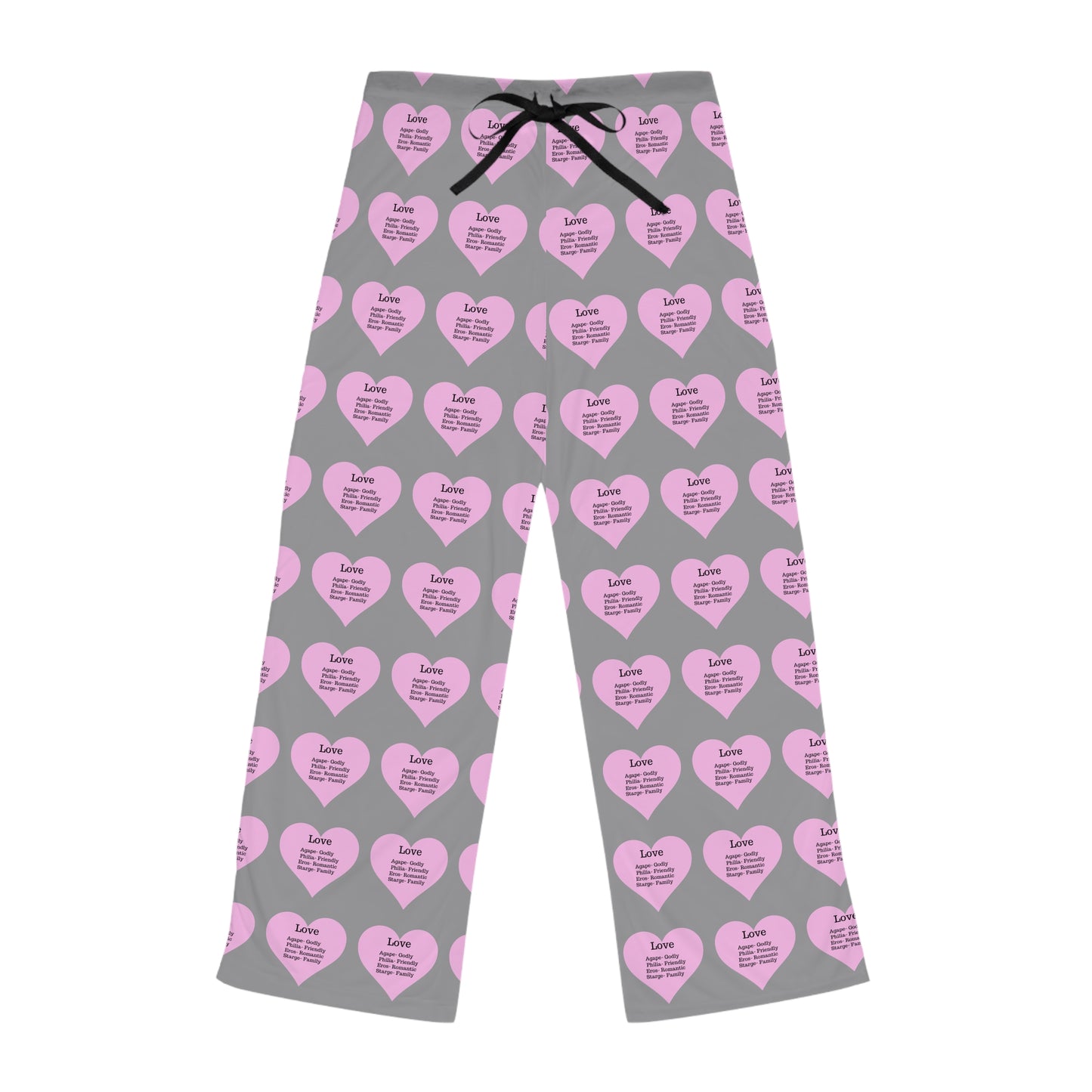 Cozy Heart Print Women's Pajama Pants (Grey)