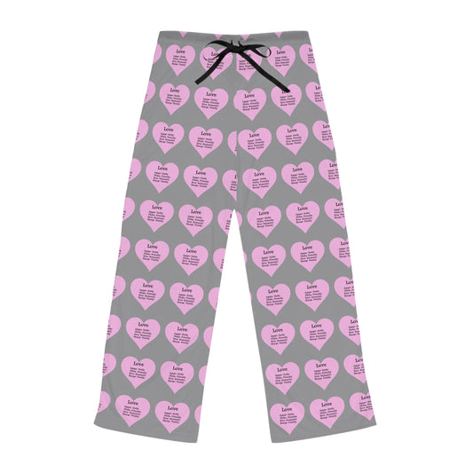 Cozy Heart Print Women's Pajama Pants (Grey)