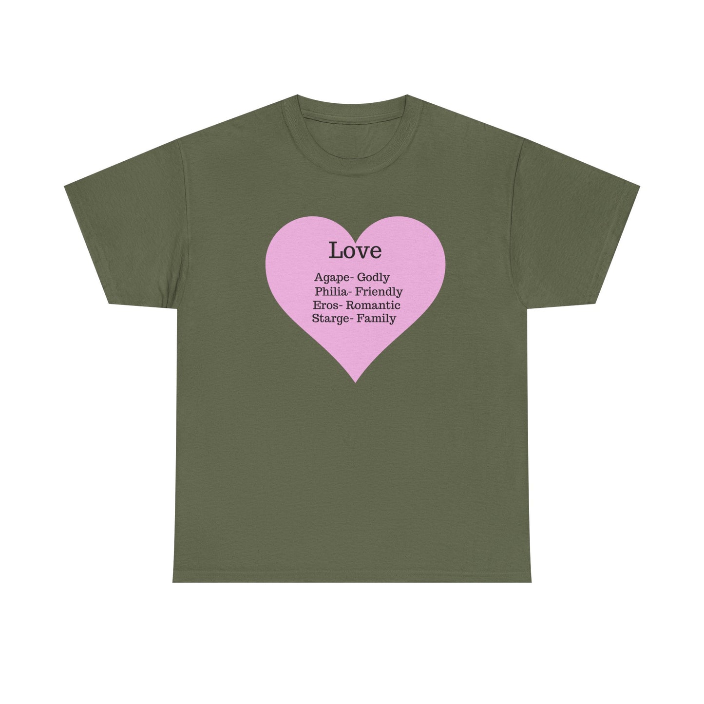 Unisex Love Heart Heavy Cotton T-Shirt - Comfortable Classic Fit Apparel
