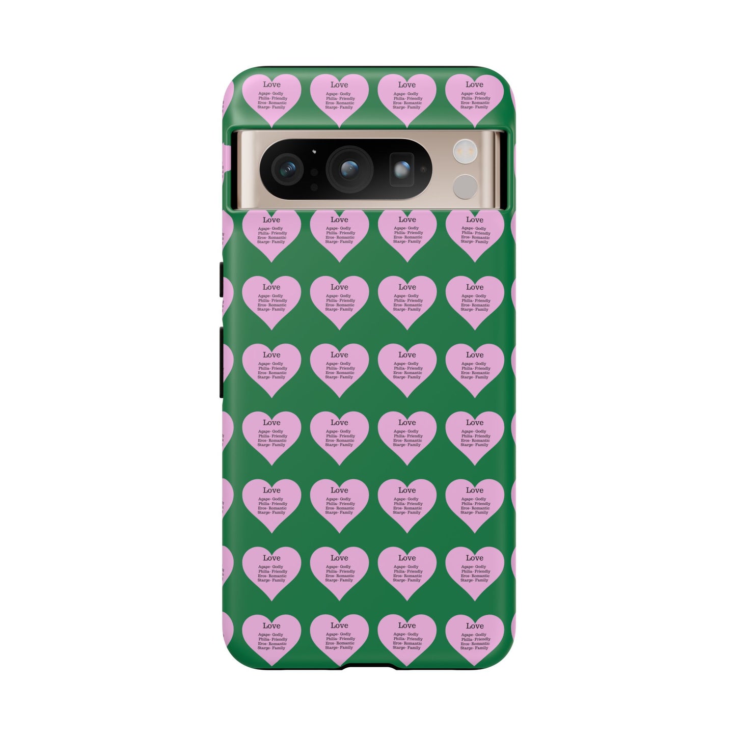 Hearts-A-Flutter Phone Case (iPhone, Google Pixel)(Dark green)