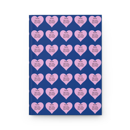 Charming Heart Hardcover Journal Pattern - Lined Pages (Dark blue)