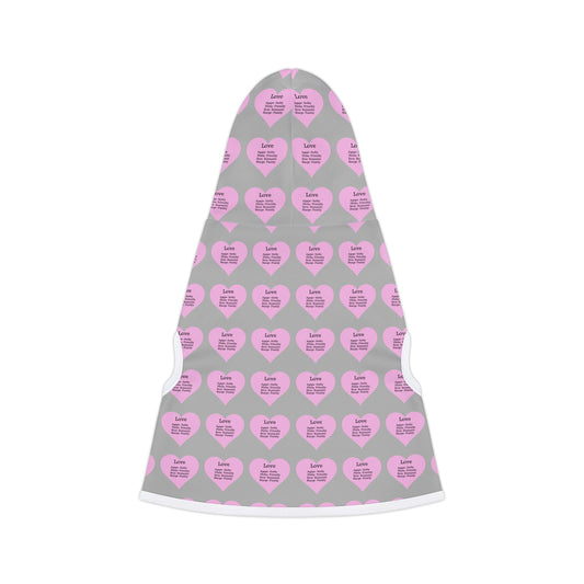Charming Heart Pet Hoodie Pattern (Light grey)