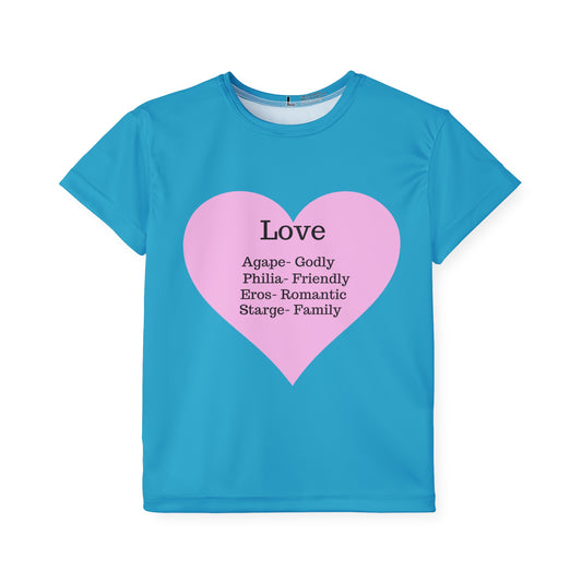 Types of Love Heart Kids Performance Jersey (Turquoise)