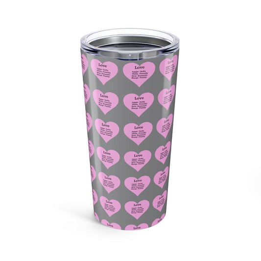 Charming Heart Insulated Stainless Steel Tumbler (20oz)(Grey)