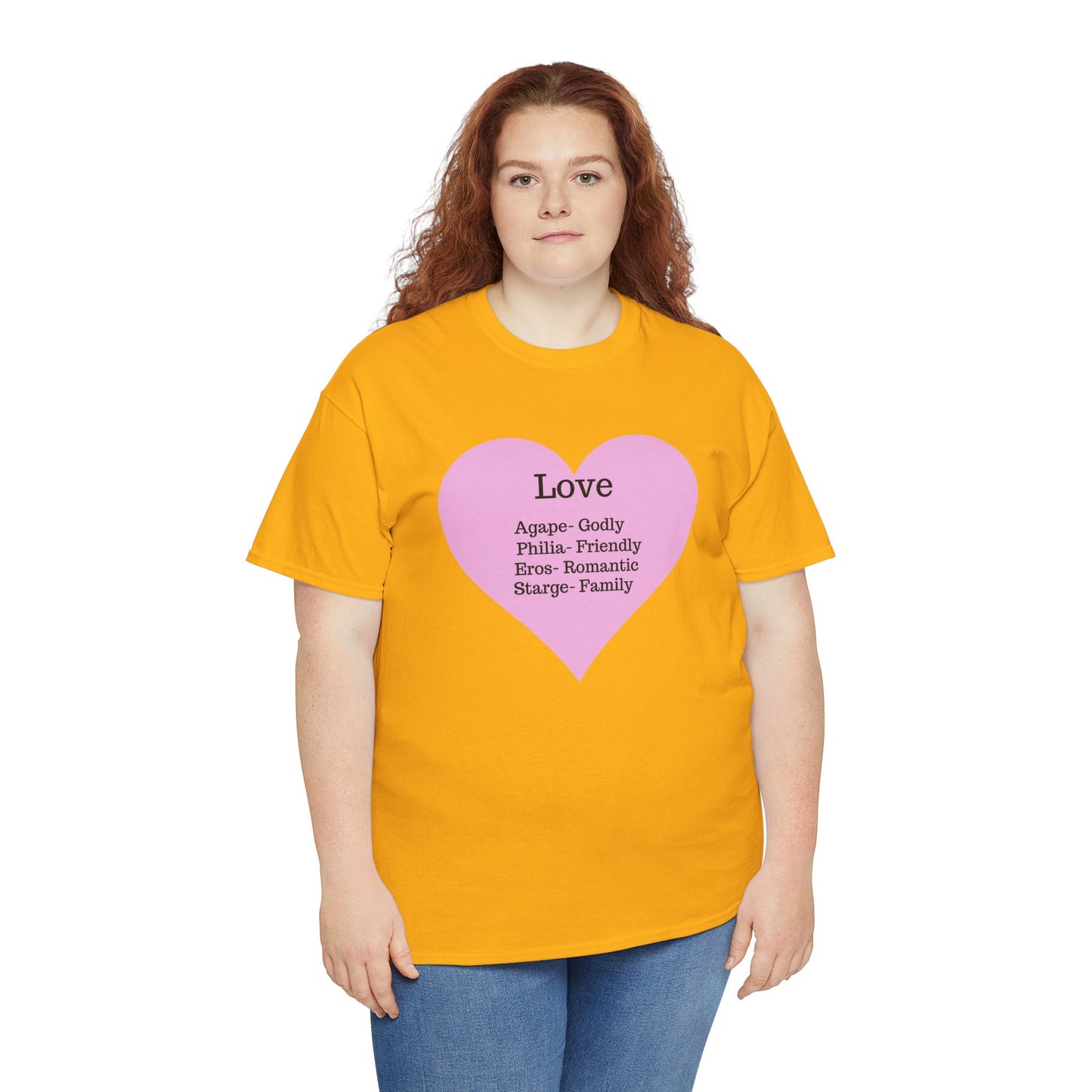 Unisex Love Heart Heavy Cotton T-Shirt - Comfortable Classic Fit Apparel