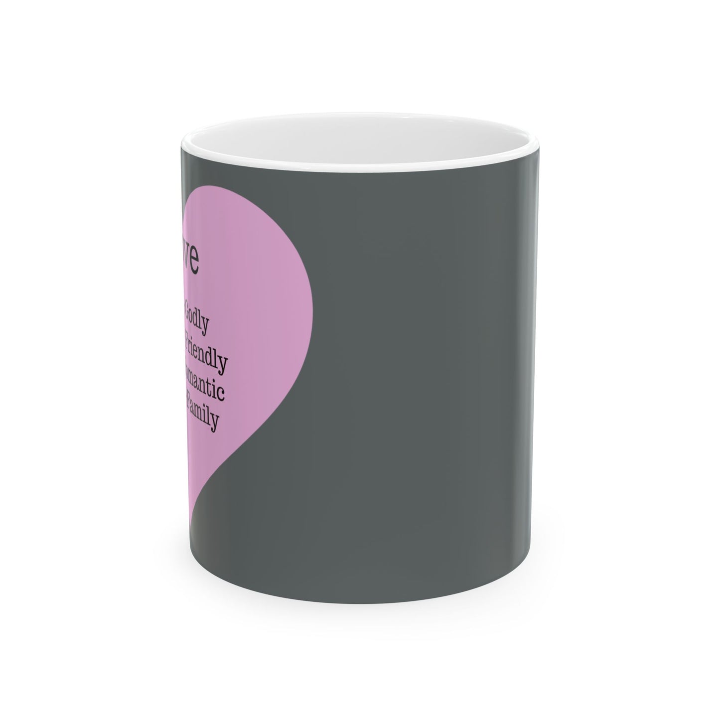 Charming Heart Ceramic Coffee Mug (Dark grey)