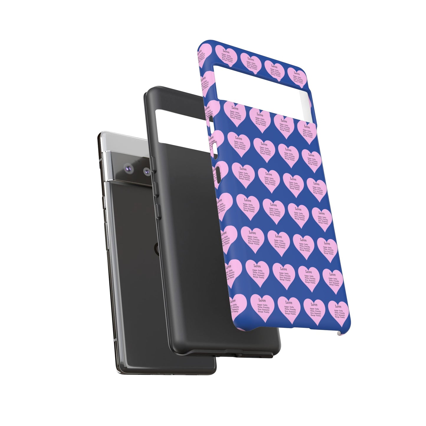 Hearts-A-Flutter Phone Case (iPhone, Google Pixel)(Dark blue)