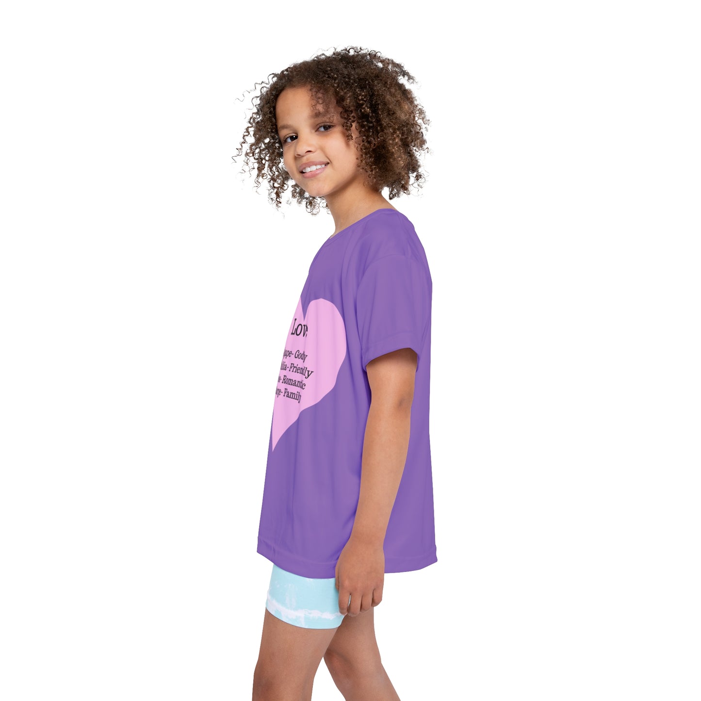 Types of Love Heart Kids Performance Jersey (Light purple)
