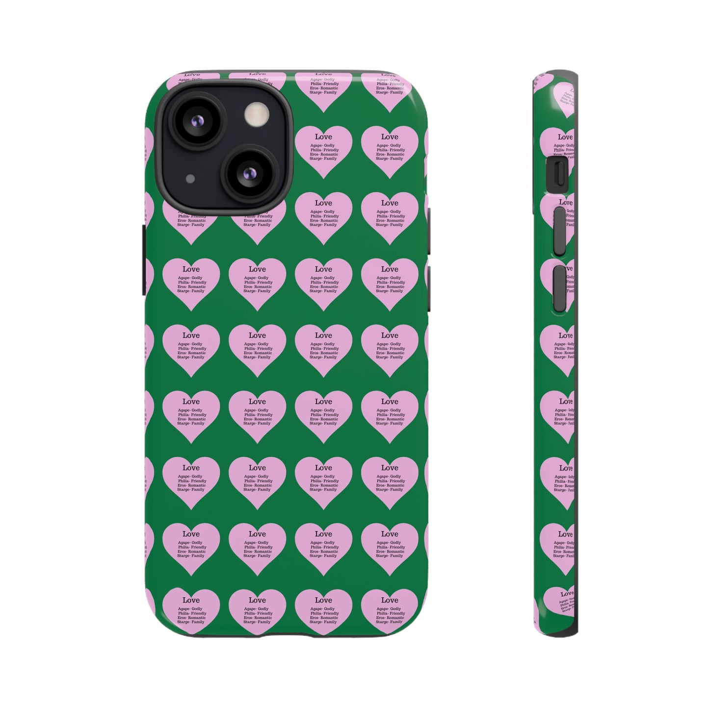 Hearts-A-Flutter Phone Case (iPhone, Google Pixel)(Dark green)