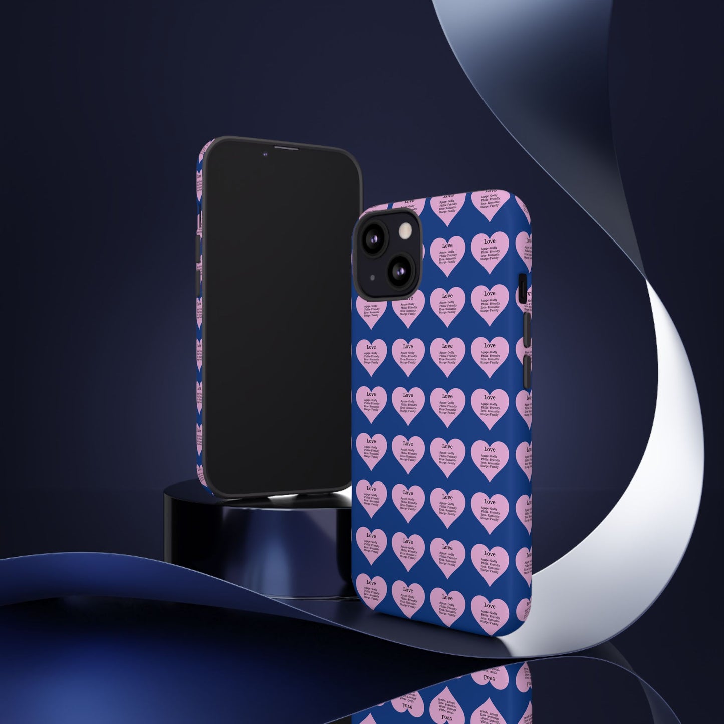 Hearts-A-Flutter Phone Case (iPhone, Google Pixel)(Dark blue)