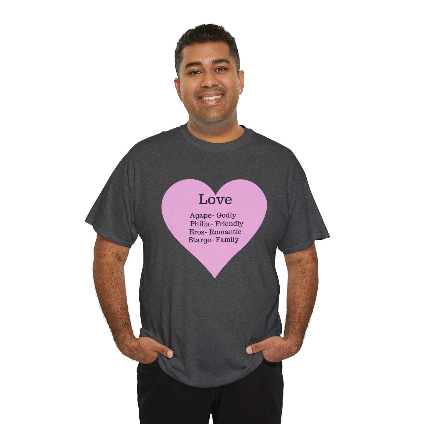Unisex Love Heart Heavy Cotton T-Shirt - Comfortable Classic Fit Apparel