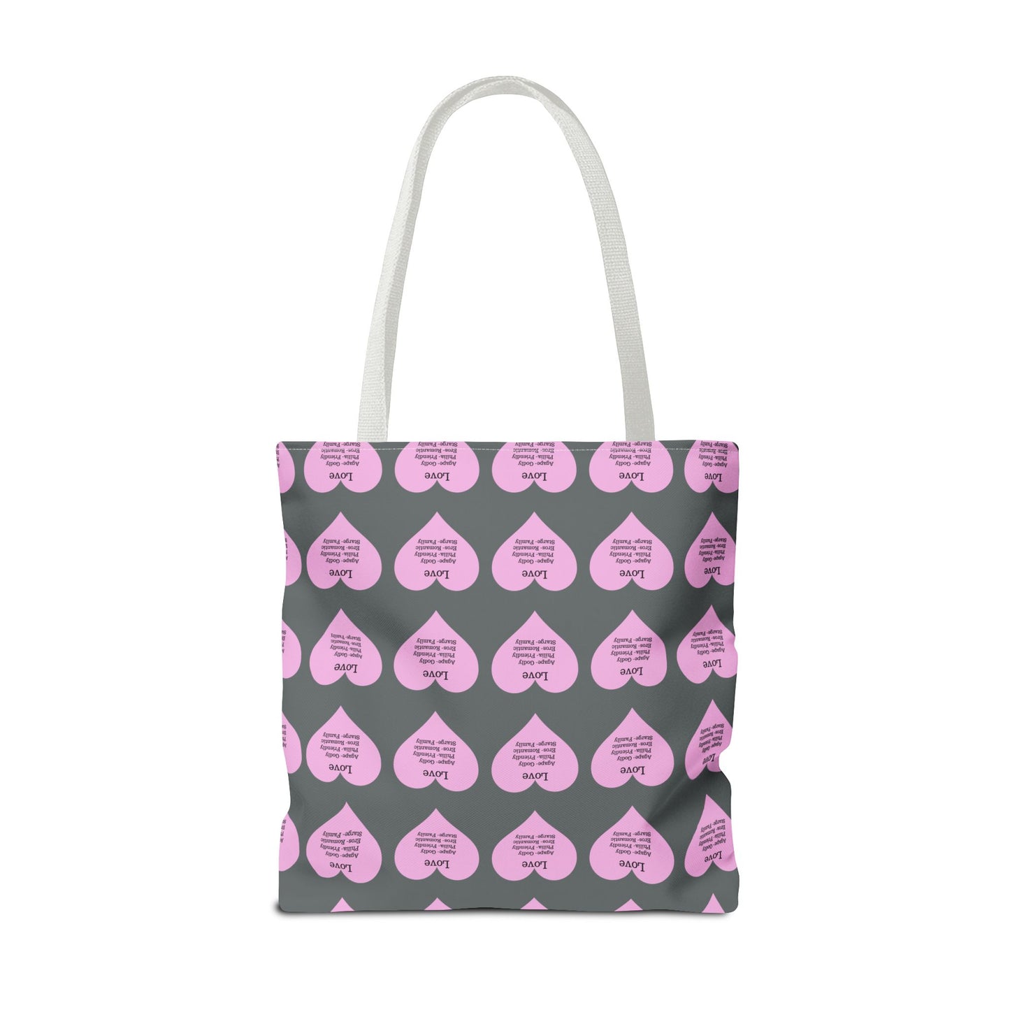 Pink Hearts Tote Bag (Dark grey)