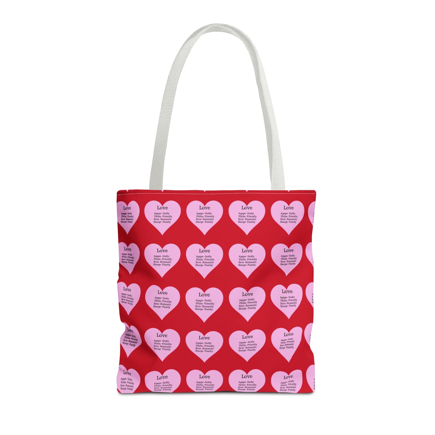 Pink Hearts Tote Bag (Dark red)
